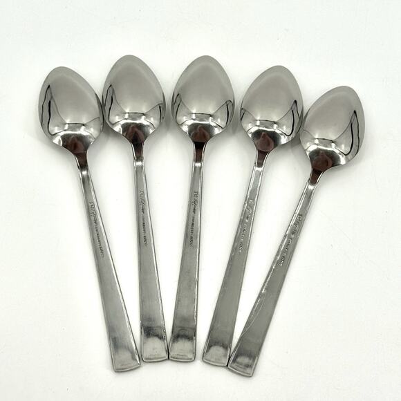 Lifetime Stainless Flatware SILVER LEAVES Japan/Korea NOS 5 Tablespoons MCM - Picture 3 of 6